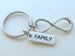 Family Tag with Silver Tone Infinity Symbol Keychain - For Infinity; Family Keychain