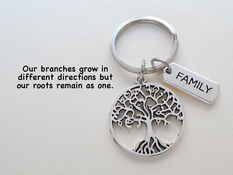 Family Tree Keychain, Family Reunion Gift - Our Roots Are As One