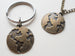 Bronze World Globe Necklace and Keychain Set