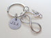 Custom Infinity Charm Keychain with ASL I Love You Hand Charm & Engraved Tag for Couples or Best Friends Initials, Anniversary Gift Keychain
