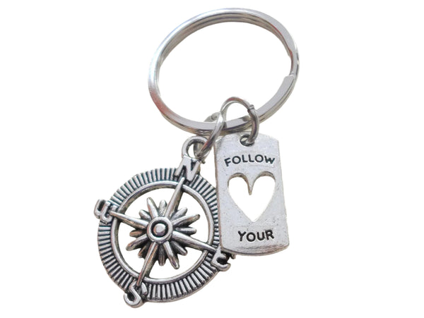 Graduation Gift • Compass Keychain w/ "Follow Your Heart" Quote