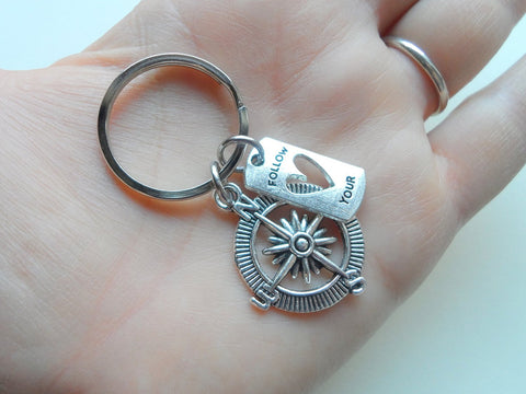 Graduation Gift • Compass Keychain w/ "Follow Your Heart" Quote