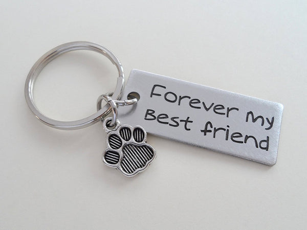 Dog Memorial Keychain • Engraved "Forever My Best Friend" w/ Cute Paw Charm | JE
