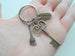 Housekeeping Appreciation Gift Keychain; Bronze Key, Broom, & Thank You Charm Keychain