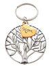 Golden Mom Heart and Tree Charm Keychain, Mom Heart of Gold Keychain