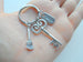 Housekeeping Appreciation Gift Keychain; Key, Broom, & Thank You Charm Keychain