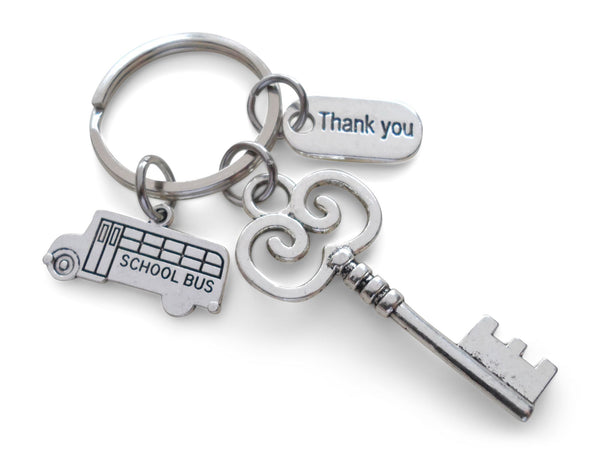 Bus Driver Appreciation Gift Keychain, School Bus Driver Gift, Bus, Key & Thank You Charm Keychain