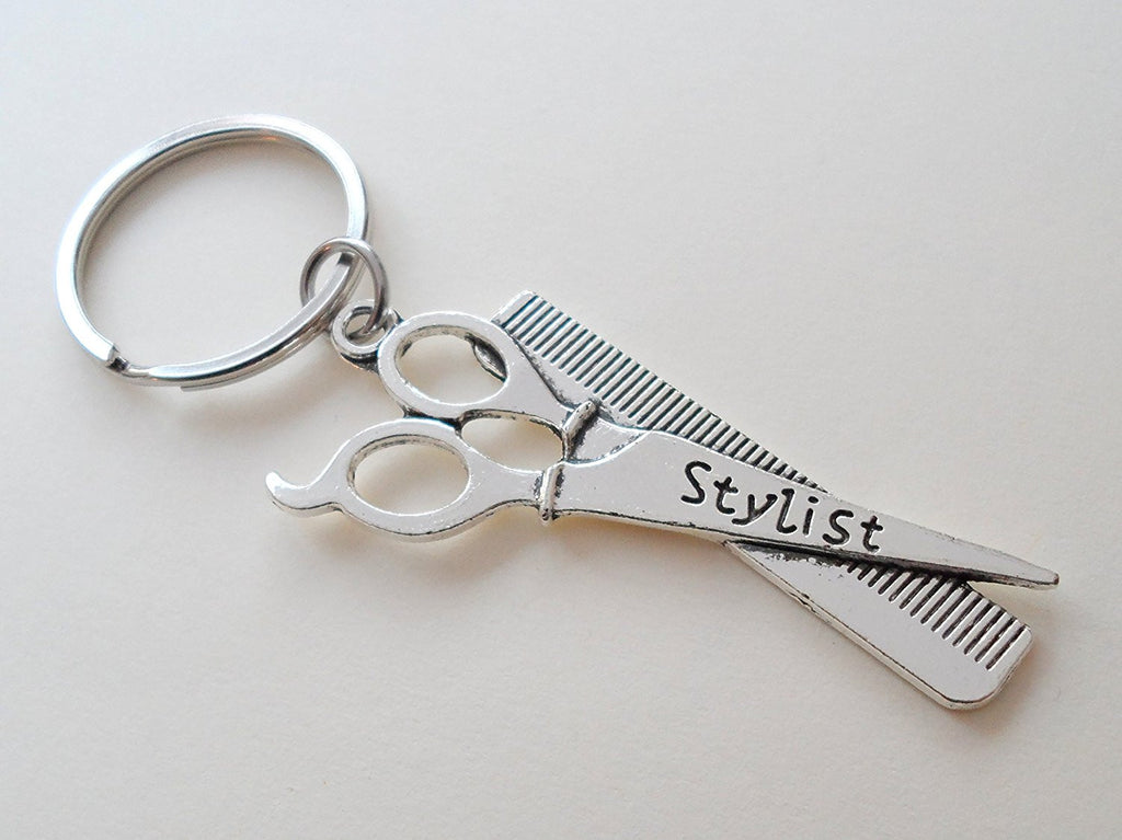 Hair Stylist Scissors and Comb Charm Keychain