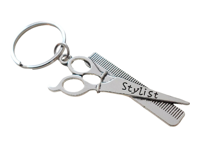 Hair Stylist Scissors and Comb Charm Keychain JewelryEveryday