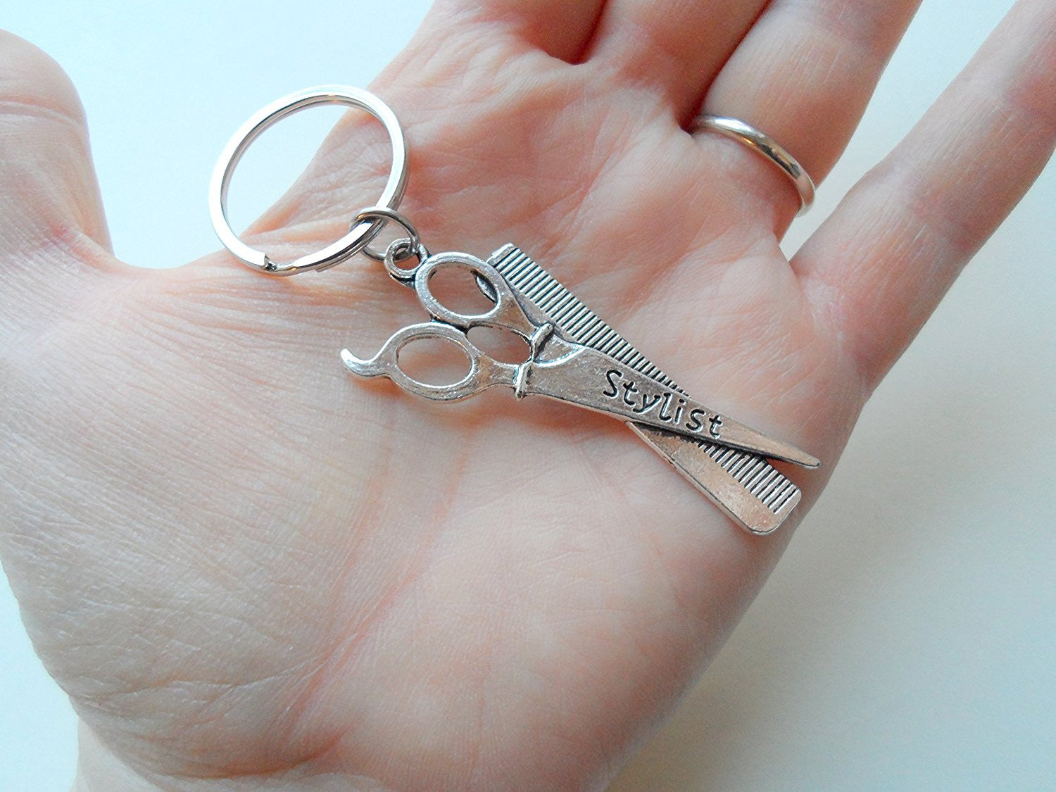 Hair Stylist Scissors and Comb Charm Keychain JewelryEveryday