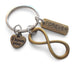 Bronze Infinity Charm Keychain with an I Love You Heart & a Forever Tag Charm, Couples Keychain