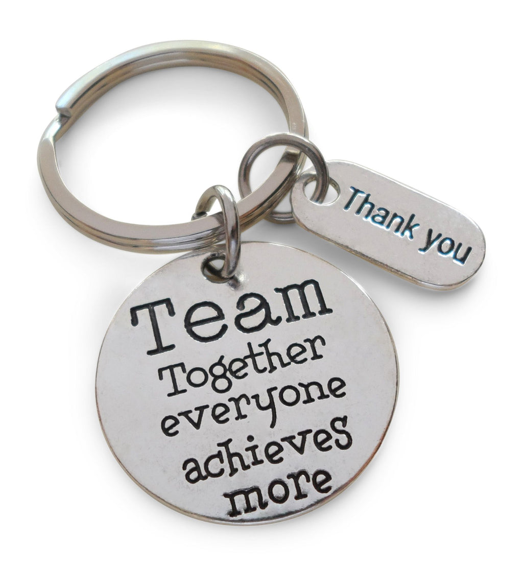 Team Disc and Thank You Charm Keychain, Employee, Teacher, Volunteer Appreciation Gift