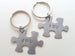 I Heart U 2 Matching Steel Puzzle Engraved Keychains