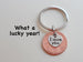 I Love You Heart Charm Layered Over 1984 Penny Keychain; 38 Year Anniversary Gift, Couples Keychain