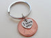 I Love You Heart Charm Layered Over 1989 Penny Keychain; 36 Year Anniversary Gift, Couples Keychain