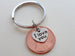 I Love You Heart Charm Layered Over 1989 Penny Keychain; 33 Year Anniversary Gift, Couples Keychain