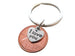 I Love You Heart Charm Layered Over 1990 Penny Keychain; 32 Year Anniversary Gift, Couples Keychain