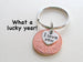 I Love You Heart Charm Layered Over 1994 Penny Keychain; 28 Year Anniversary Gift, Couples Keychain