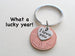 I Love You Heart Charm Layered Over 1999 Penny Keychain; 23 Year Anniversary Gift, Couples Keychain