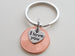 I Love You Heart Charm Layered Over 2016 Penny Keychain; 8 Year Anniversary Gift, Couples Keychain