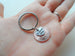 I Love You Heart Charm Layered Over 2018 US One Cent Penny Keychain; Anniversary Gift, Couples Keychain