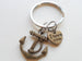 "I Love You" Heart Charm with Bronze Anchor Keychain - You're the Anchor in my Life; Couples Keychain