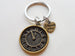 "I Love You" Heart Charm with Bronze Clock Keychain - I Still Love Being With You After All This Time; Couples Keychain