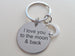 "I Love You to the Moon & Back" Stainless Steel Saying Disc Keychain with Moon Charm