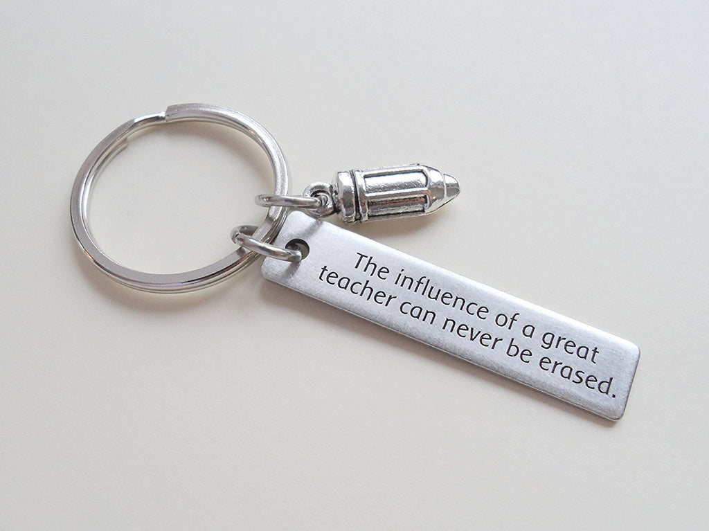 Influence of a Great Teacher, Engraved Tag and Pencil Charm - Appreciation Gift, Teacher Gift