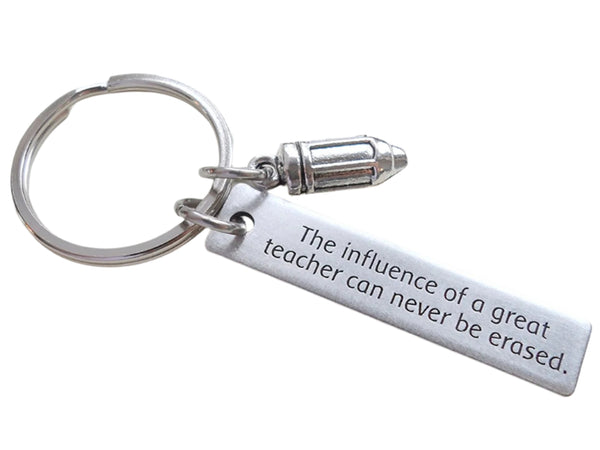 Influence of a Great Teacher, Engraved Tag and Pencil Charm - Appreciation Gift, Teacher Gift