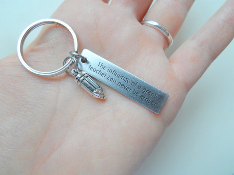 Influence of a Great Teacher, Engraved Tag and Pencil Charm - Appreciation Gift, Teacher Gift