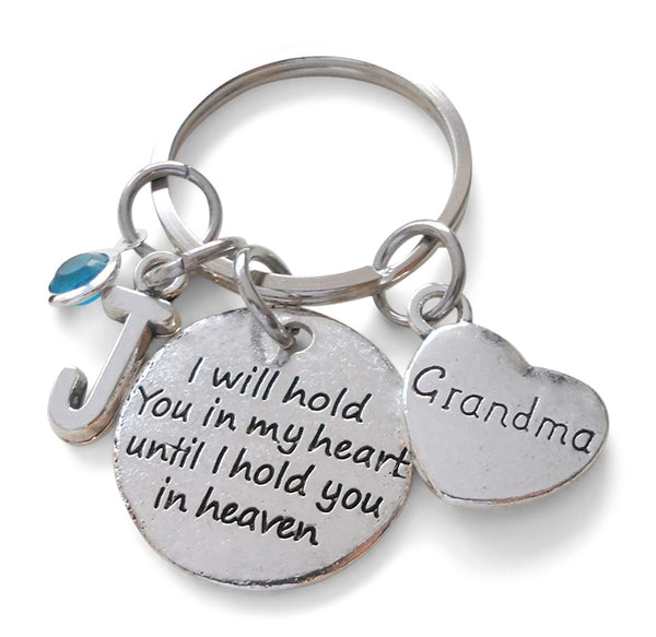 "I Will Hold You in My Heart Until I Hold You in Heaven" Saying Keychain With Custom Add-on Charms