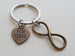 Bronze Infinity Symbol Charm With For Keeps Heart Charm Keychain - You and Me for Infinity