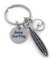 Engraved Gone Surfing Tag and Surfboard & Wave Charm Keychain for Surfer, Couples or Best Friends, Anniversary Gift Keychain
