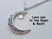 Large Crescent Moon Necklace with Hanging Star Charm