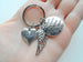 A Moment in My Tummy A Lifetime in My Heart, Twin Babies Memorial Keychain, Twins Feet Heart Charm & Wing Charm