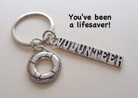 Volunteer Appreciation Gifts • "VOLUNTEER" Tag & Lifesaver Charm by JewelryEveryday w/ "You've been a lifesaver" Card