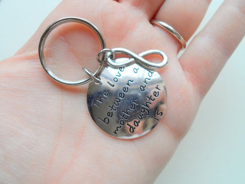 Love Between Mother and Daughter Keychain, Saying with Infinity Charm