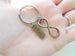 Love Tag with Bronze Infinity Symbol Keychain - You and Me for Infinity; Couples Keychain