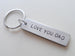 Love You Dad Hand Stamped Aluminum Tag Keychain; Hand Stamped Father's Keychain