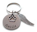 Custom Engraved Disc Keychain with Paw Print Charm & Wing Charm, Pet Loss, Dog Memorial Keychain, Family Pet Memorial Keychain