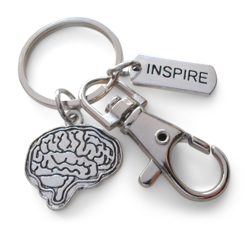 Anatomy Teacher Keychain or Psychologist Keychain, Brain, Inspire Charm & Swivel Clasp Keychain