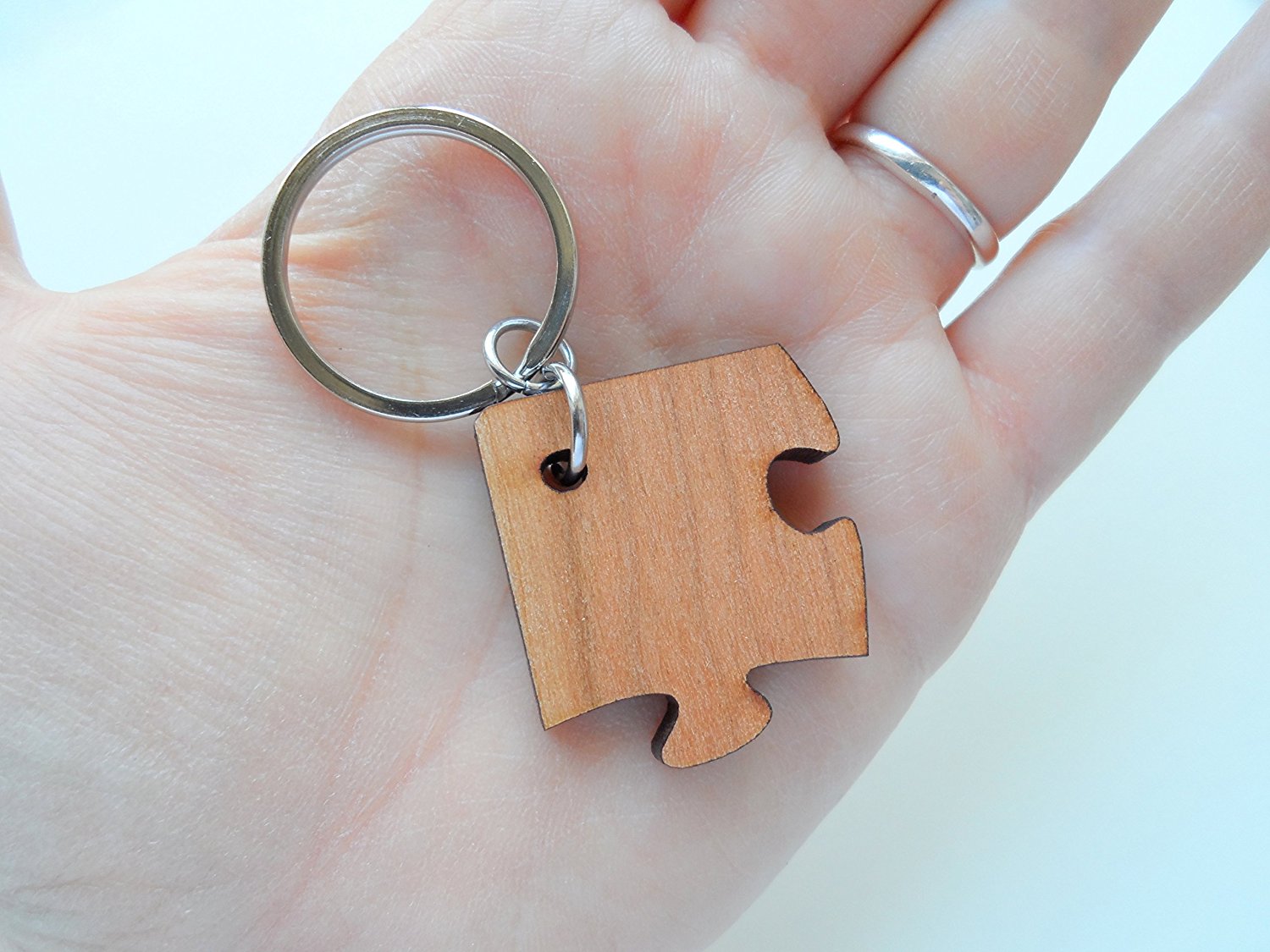 Matching Wood Puzzle Keychains Set of 4 JewelryEveryday