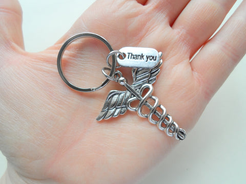 Medical Professional Gift Keychain With Thank You Charm by JewelryEveryday