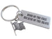 Military Appreciation Keychain, "Home of the Free Because of the Brave" Engraved Stainless Steel Keychain Tag with Flag Charm