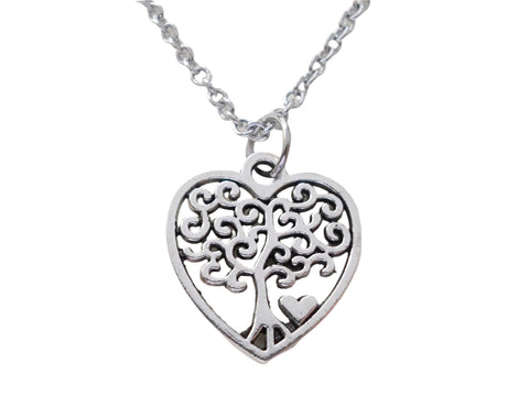 Mom Heart Tree of Life Pendant Necklace - The Heart of our Family