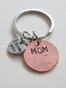 Mom Stamped on 2017 Penny Keychain, I LoveYou Heart Charm, Mother's Day Gift