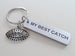 "My Best Catch" Engraved on Aluminum Tag Keychain and Football Charm Keychain; Couples Keychain