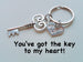 "My Love" Key Charm Keychain - You've Got the Key to My Heart; Couples Keychain