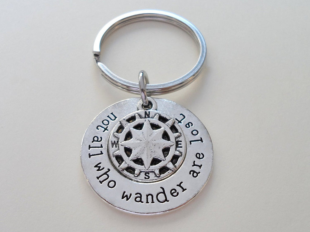 Not All Who Wander Are Lost Compass Keychain